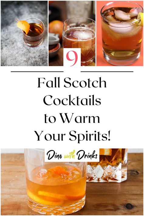 Collage of 4 fall scotch cocktails. Scotch Cocktails Recipes, Scotch Drinks Cocktails, Scottish Drinks Cocktails, September Cocktails, Cinnamon Sticks Recipe, Scotch Whiskey Drinks, Scotch Whiskey Cocktails, Scotch Cocktails, Cinnamon Cocktail