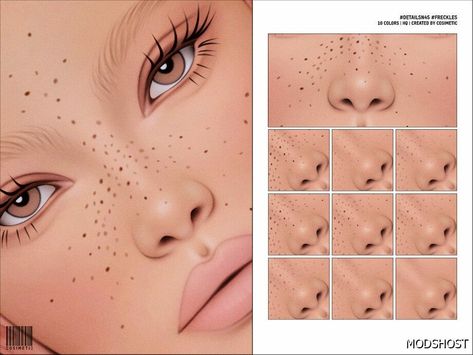 Download Details N45 Freckles for Sims 4 at ModsHost NOW! 10 Colors 10 Custom Thumbnail Skin Details Category The preview image was taken with HQ mod Please note that the colors and shapes of the content you download may vary depending on your skin color and face shape Recoloring not allowed #mods #sims4cc #makeup #sims #videogames #gaming Sims 4 Face Scars Cc, Sims 4 Makeup, Cc Skin, Sims 4 Cc Kids Clothing, Sims Packs, The Sims 4 Pc, The Sims 4 Packs, Skin Details, Sims 4 Mm Cc