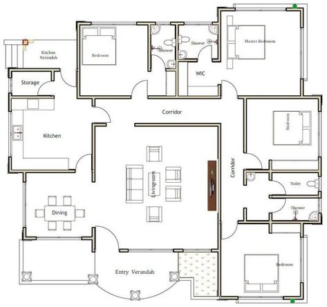 Floor plans in 2022 | Bungalow house floor plans, Modern house floor plans, Building plans house Idea For Tattoo, 3 Bedroom Home Floor Plans, Bungalow House Floor Plans, Tabel Periodik, Four Bedroom House Plans, 2bhk House Plan, Three Bedroom House Plan, Plan Villa, Bungalow Style House