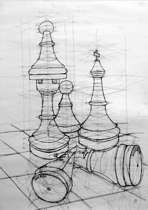 All sizes | chess pieces composition perspective drawing | Flickr - Photo Sharing! Simple Drawing Ideas Easy, Moment Drawing, Easy Drawing Step By Step, Simple Drawing Ideas, Composition Drawing, Structural Drawing, Drawing Step By Step, Pen Art Drawings, Drawing Step