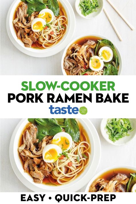 Making ramen at home is easier than it seems, especially when you've got a slow cooker. Our recipe uses melting pork belly and creamy soft-boiled eggs. #ramen #ramenrecipes #slowcooker #slowcooked #slowcookrecipes #slowcook Slow Cooker Pork Ramen, Slow Cooker Ramen, Pork Ramen Recipe, Pork Belly Ramen, Slow Cooker Pork Belly, Making Ramen, Ramen At Home, Asian Soup Recipes, Pork Ramen