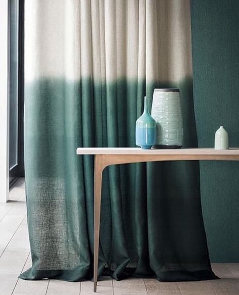 Ombre curtains. Farmhouse Table Legs, Ombre Curtains, House Tweaking, Rustic Farm Table, Bedroom Curtain Ideas, Farmhouse Style Table, Bedroom Curtain, Plain Curtains, Diy Farmhouse Table