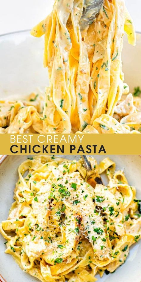 Pasta Alfredo Sauce, Simple Chicken Alfredo Recipe, Creamy Chicken Pasta Recipes, Easy Pasta Dinner Recipes, Alfredo Sauce Recipe Easy, Pasta Alfredo, Creamy Pasta Recipes, Easy Pasta Dinner, Creamy Chicken Pasta