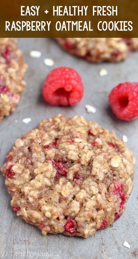 Healthy Raspberry Oatmeal Cookies – soft, chewy & PERFECT! These skinny, clean eating cookies don't taste healthy at all! You'll never need another oatmeal cookie recipe again! ♡ clean eating raspberry oatmeal cookies. easy fresh raspberry cookies recipe. Raspberry Oatmeal Cookies, Oatmeal Cookies Soft, Raspberry Cookie Recipes, Clean Eating Cookies, Oatmeal Cookie Recipe, Raspberry Oatmeal, Oatmeal Cookies Easy, Healthy Oatmeal Cookies, Baking Powder Uses