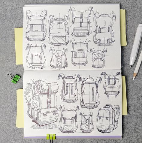 Backpack Design Concept, Backpack Drawing, Industrial Design Portfolio, Perspective Drawing Lessons, Industrial Design Product, Bag Illustration, Props Art, Object Drawing, Industrial Design Sketch