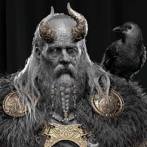 Odin Concept Art, Odin Art, Zbrush Sculpts, Portrait Man, Heroic Fantasy, The Wizard, Zbrush, Larp, Great Artists