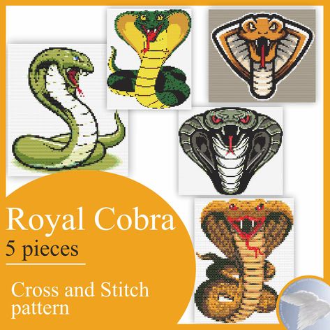 Snake Cross Stitch Pattern Free, Embroidered Snake Pattern, Medusa Cross Stitch, Cross Stitch Alligator, Crocodile Cross Stitch Pattern, Poisonous Snakes, Extra Fabric, Tapestry Needle, Color Patterns