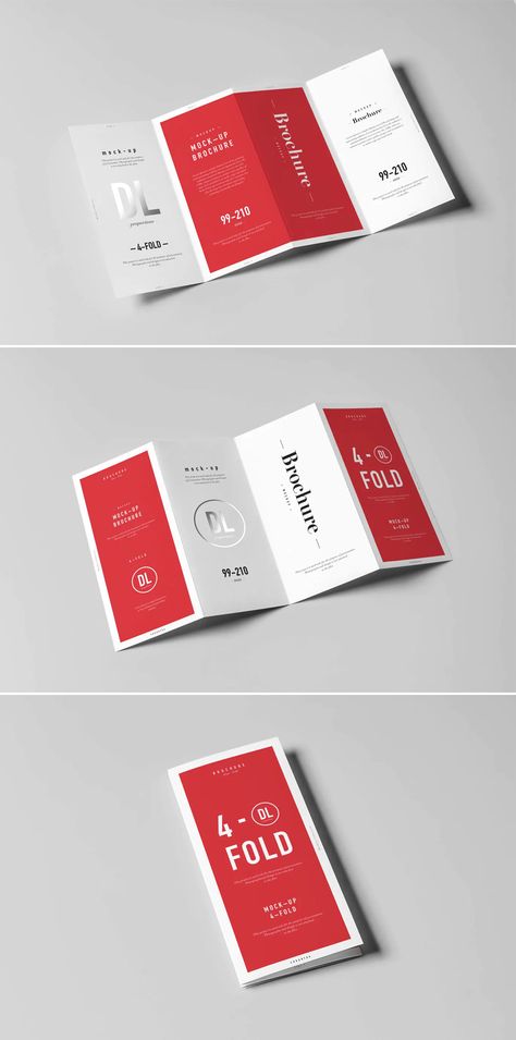 4 Fold DL Brochure Mockup PSD - 8 photorealistic presentations Sophisticated Brochure Design, Brochure 4 Fold, Folded Flyer Design, 4 Fold Brochure Design, Broucher Ideas, Folder Design Layout, Unique Brochure Design, Leaflet Layout, Unique Brochures