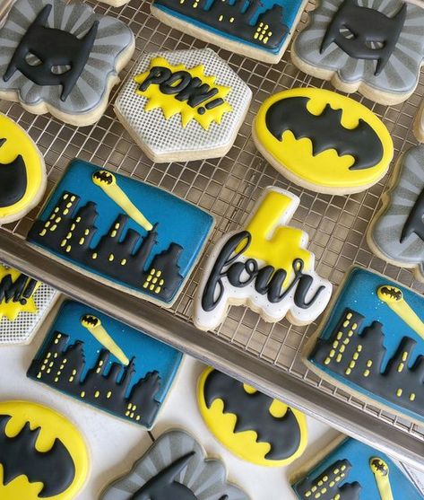 Batman Cookies, Lego Batman Birthday, Superhero Cookies, The Batcave, Custom Sugar Cookies, Cookie Craft, Batman Birthday Party, Batman Party, Batman Birthday