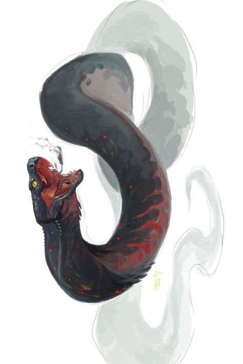 Snake Monster, Snake Dragon, Monster Characters, Fantasy Beasts, Monster Concept Art, Fantasy Creatures Art, Mythical Creatures Art, Monster Design, Monster Art