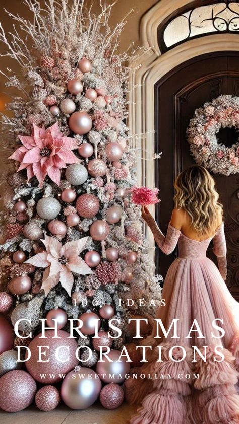 Dreaming of a PINK Christmas? 🌸✨ Explore these stunning pink Christmas tree decoration ideas to add a soft, elegant touch to your holiday home! From blush pink ornaments to shimmering rose gold accents, turn your tree into a festive masterpiece. 🎄💖   #PinkChristmas #ChristmasTreeDecor #HolidayInspo Pink Red Christmas Decor, Pink Christmas Tree Decor, Pink 2024, Pink Christmas Tree Decorations, Colonial Interior Design, Pink Ornaments, Whimsical Christmas Decor, Christmas Tree Decor Ideas, Glam Christmas Decor