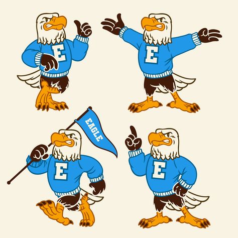 Download the Vector Set of Eagle Sport Mascot in Vintage Retro Hand Drawn Style 28297822 royalty-free Vector from Vecteezy for your project and explore over a million other vectors, icons and clipart graphics! Vintage Football Mascot, Vintage School Mascot, Mascot Poster Design, Eagle Mascot Design, Lion Mascot Logo, Eagles Illustration, Sports Mascot Logo, College Jeans, Spring Calendar