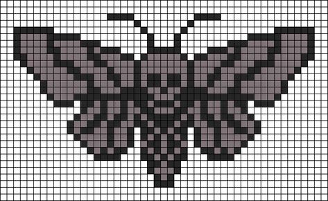 Alpha pattern #170831 | BraceletBook Insect Alpha Pattern, Moth Alpha Pattern, Goth Alpha Pattern, Skull Moth, Pokemon Pixel, Grid Patterns, Graph Crochet, Easy Pixel Art, Knit Projects