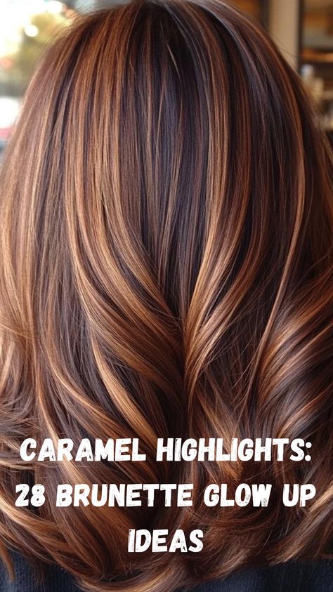 Caramel highlights are the perfect way to add warmth and dimension to brunette hair. These 28 ideas will inspire you to brighten up your look with subtle, golden tones or bold, rich streaks. Whether you prefer a soft, sun-kissed effect or a dramatic transformation, caramel highlights complement all hair types and skin tones, giving your brunette locks a glowing, multidimensional finish that’s both natural and stunning. Caramel Balayage Brunette Medium Hair, Multi Tonal Brunette Hair, Medium Brown Hair With Blonde Highlights Summer Hairstyles, Ombre Hair Color Light To Dark, Toned Down Highlights Brunettes, Fall Caramel Hair Color, Carnal Hair Color, Fall Hair Auburn Caramel Highlights, Fall Hair Color Highlights For Brunettes