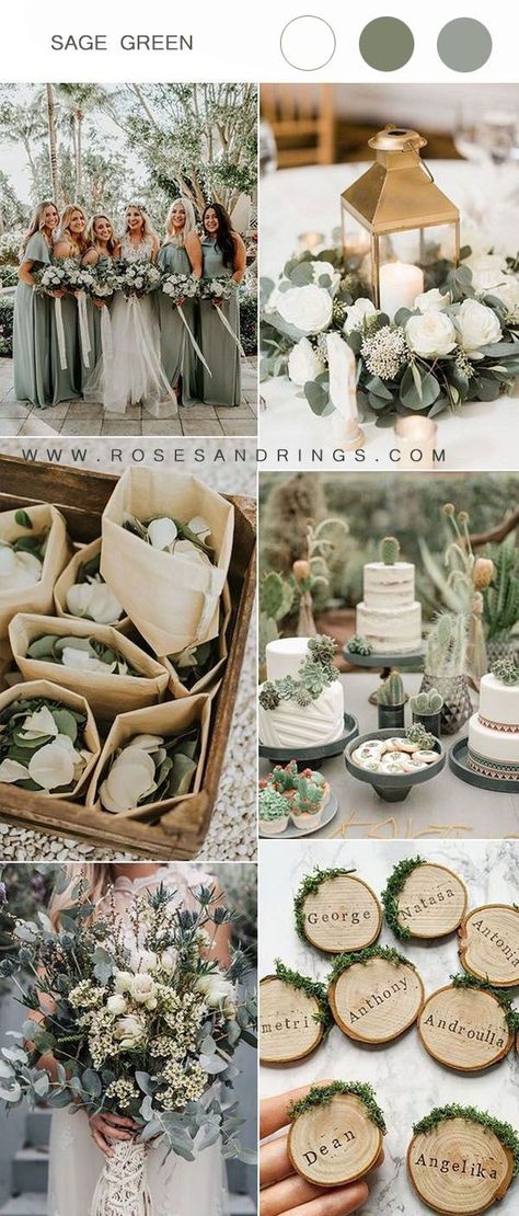 The charm of a November wedding is irresistible. The rich colors of nature, cooler temperatures, and beautiful sceneries make it one of the most ideal times to host a wedding. Check out our top… Wedding Palate, November Wedding Colors, Sage Green Wedding Theme, Sage Wedding Colors, Bouquet Greenery, Sage Green Bridesmaid, Sage Green Wedding Colors, Green Bridesmaid Dress, Bridesmaid Dresses Under 100