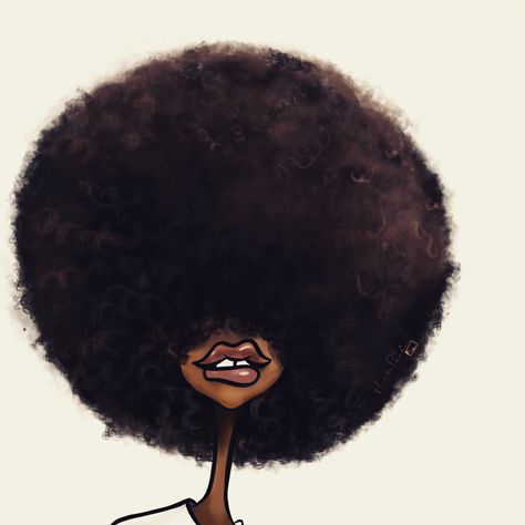 Painting Afro Hair, Drawing An Afro, Afrocentric Art Black Power, Afro Cartoon, Afro Drawing, Styles Of Art, Afro Hair Art, Soulful Art, Natural Hair Art