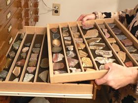 A Rock and Mineral Cabinet: Designing the Cabinet - What to Consider Rock Collection Storage, Geology Activities, Rock Collection Display, Rock Display, Solid Oak Desk, Rocks Collection, Minerals Crystals Stones, Rock Tumbling, Biology Classroom