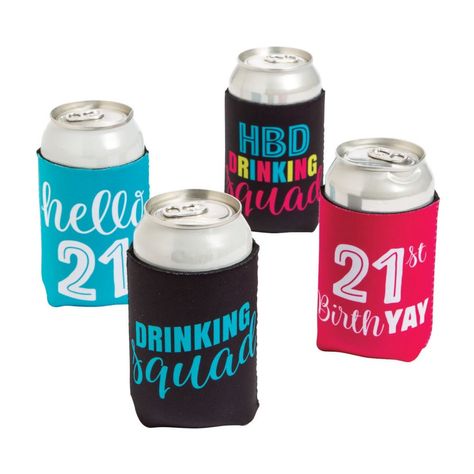 18th Birthday Party Favors, 21st Birthday Koozies, 21st Birthday Party Favors, Company Birthday, Custom Coozies, Birthday Koozies, 21st Birthday Party, Dressed To Impress, 18th Birthday Party