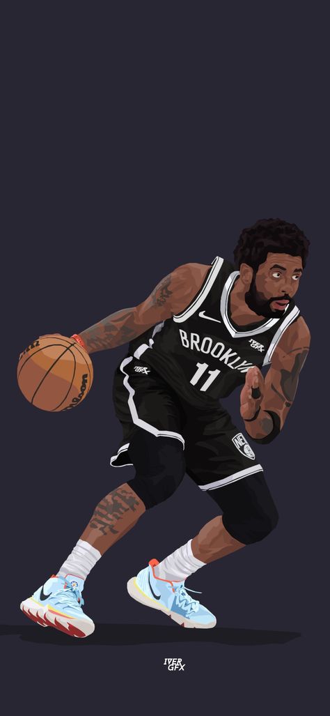 Kyrie Irving Iphone Wallpaper, Kyrie Irving Artwork, Kyrie Irving Wallpapers Brooklyn, Nba Art Wallpaper, Basketball Lockscreen, Kyrie Irving Wallpapers, Nba Cartoon, Kyrie Irving Brooklyn Nets, Basketball Vibe