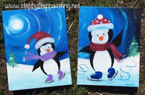 Have a “Mommy & Me” or “Daddy & Me” or “Auntie & Me”, etc. paint night at home! You can even make this to a “Couple’s Theme” painting by modifying the penguins a bit and tracing two large penguins. You will learn how to paint this connectable acrylic canvas painting of two adorable penguins ice … Continue reading "How To Paint Mommy & Me Penguin Painting" Couples Paintings, Tracie Kiernan, At Home Painting, Paint A Canvas, Resident Appreciation, Penguin Painting, Painting Hobby, Paint Board, Palm Trees Painting