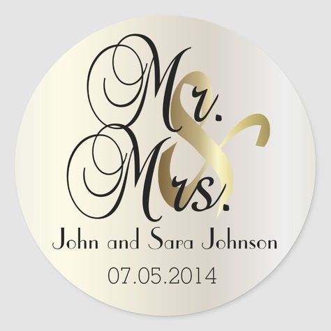 Wedding for the Mr & Mrs Personalize Classic Round Sticker Wedding Tokens, Free Business Card Design, Wedding Stickers Labels, The Mister, Shop Wedding, Wedding Stickers, Bag Tag, Create Custom Stickers, Digital Graphics