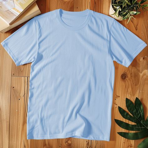 Flat Lay Mockup of Plain Blank Baby Blue T-Shirt Kawaii Aesthetic Background, Cute Kawaii Aesthetic, Inspirational Digital Art, Photography Movies, Blank T Shirts, Aesthetic Background, Kawaii Aesthetic, Simple Backgrounds, Blue T Shirt