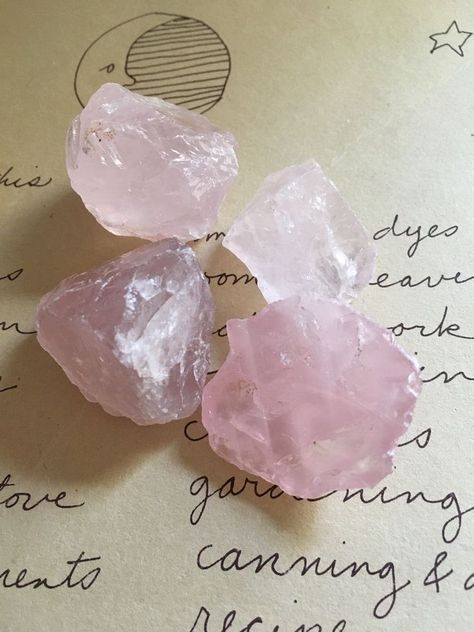 Crystal Room, Crystal Vibes, Crystal Aesthetic, Raw Rose Quartz, Pretty Rocks, Crystal Set, Rose Quartz Crystal, Crystal Collection, Crystal Gems