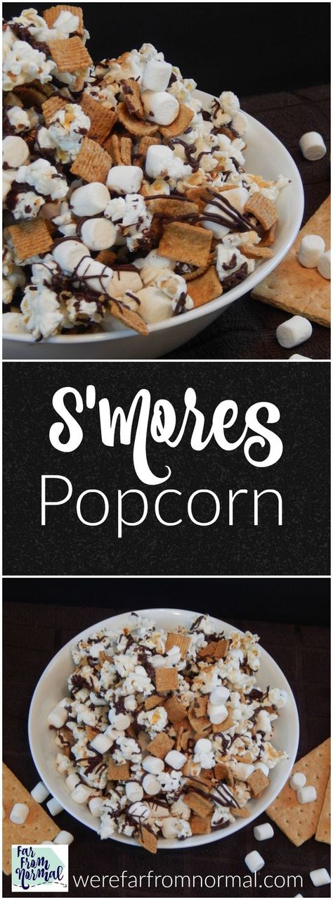 This popcorn has all the delicious flavor of s'mores in a sweet and salty snack mix! Great for any summer gathering! #popcorn #s'mores Popcorn Mix, Popcorn Snacks, Popcorn Recipe, 5 Ingredient Recipes, Snack Mix Recipes, Popcorn Recipes, S'mores, Salty Snacks, 3 Boys