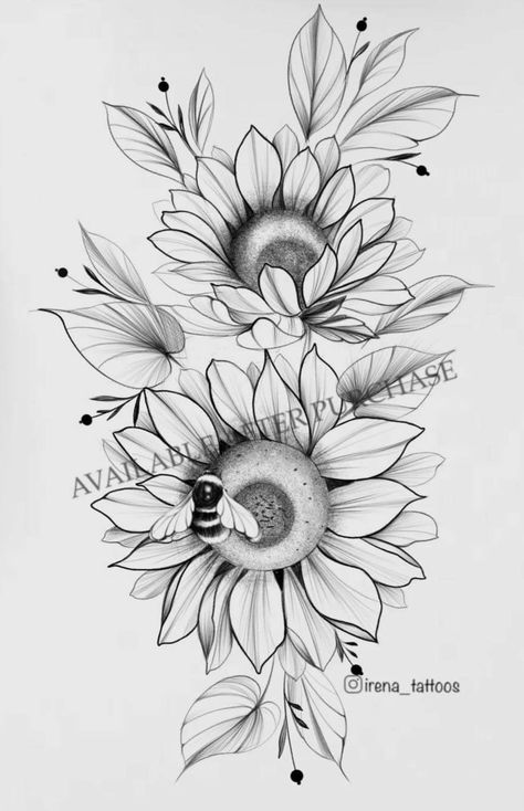 Sunflower Tattoo Stencil, Flower Stencil Patterns, Sunflower Tattoo Sleeve, Sunflower Tattoo Shoulder, Rose Drawing Tattoo, Tattoo Outline Drawing, Floral Tattoo Sleeve, Sunflower Tattoos, Tattoo Stencil Outline