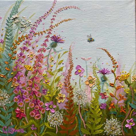 Original oil painting Easy Flower Oil Painting, Impasto Flower Painting, Wildflower Acrylic Painting, Pearl Hart, Pallet Knife Painting, Meadow Art, House Flipper, Wildflower Painting, Painting Flowers Tutorial