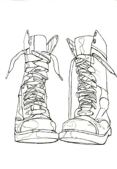 free Shoes Drawing Reference, Contour Line Drawing, Výtvarné Reference, صفحات التلوين, Contour Drawing, Shoes Drawing, Continuous Line Drawing, 캐릭터 드로잉, Drawing Clothes