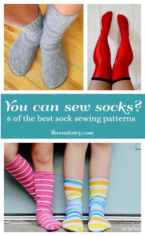 You can sew socks? I never would have thought of it. Love this collection of sock sewing patterns (and especially the bonus one at the end!) Sew Socks, Diy Sy, Sew Ins, Beginner Sewing Projects Easy, Leftover Fabric, Sock Patterns, Sewing Projects For Beginners, Sewing Skills, Easy Sewing Projects