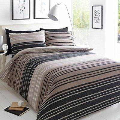 Textured Bold Stripe Brown & Black Duvet Cover Quilt Bedding Set & Pillowcases | eBay Brown Duvet Cover, Brown Duvet, Brown Duvet Covers, Beige Bed Linen, Black Duvet, Plaid Bedding, Fine Bedding, Black Duvet Cover, Bed Linen Design