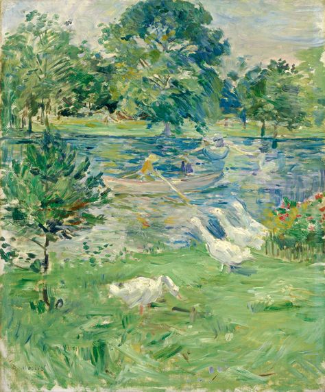 Berthe Morisot - Girl in a Boat with Geese, 1889 Berthe Morisot, Mary Cassatt, Edouard Manet, Photo D Art, Pierre Auguste Renoir, Edgar Degas, National Gallery Of Art, Oil Painting Reproductions, Vintage Oil Painting