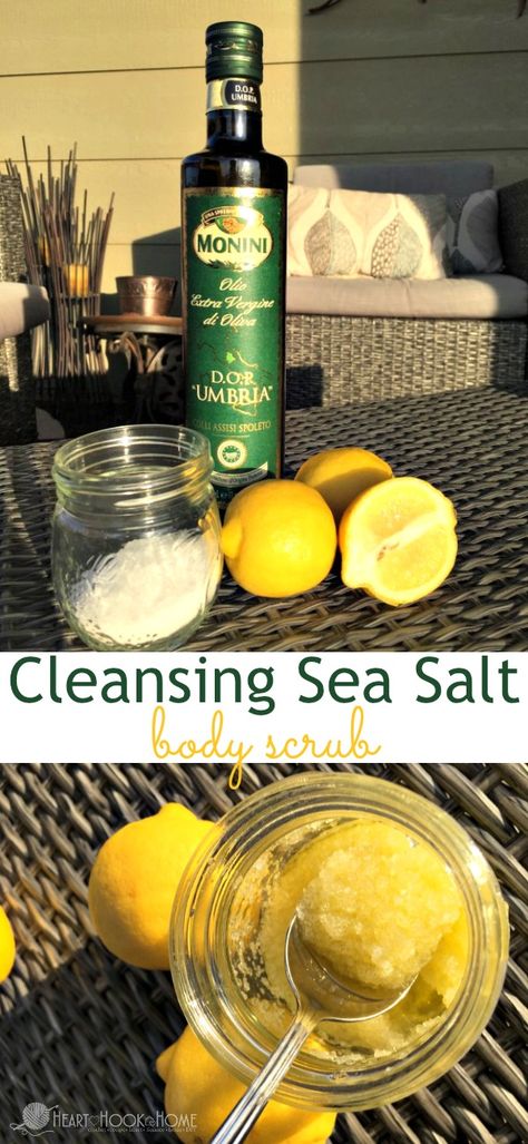 3-Ingredient Cleansing Sea Salt Body Scrub | #essentialoils #skincare #healthy3d @healthy3d Diy Salt Scrub Recipe, Epsom Salt Scrub, Salt Scrub Diy, Salt Scrub Recipe, Face Scrub Recipe, Sea Salt Body Scrub, Sugar Scrub For Face, Lavender Sugar Scrub, Sea Salt Scrubs