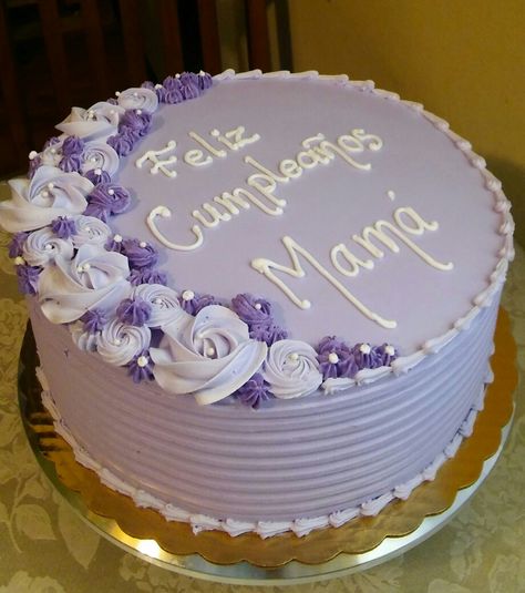 Birthday Cake Recipe Homemade, Birthday Cake For Women Simple, Simple Birthday Cake Designs, Round Birthday Cakes, Buttercream Cake Designs, Birthday Cake For Mom, Purple Cake, Buttercream Cake Decorating, Homemade Birthday Cakes