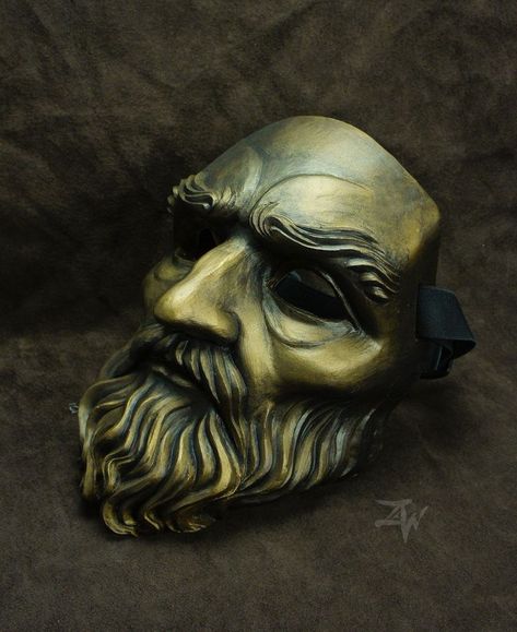 Fantasy Alchemist, Old Man Mask, Devil Mask, Leather Jacket Men Style, Gold Mask, Cool Masks, Clay Sculpture, Old Men, Old Man