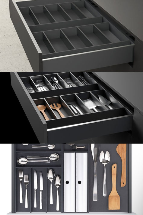 With Hettich’s Orga Tray, a clean, organized drawer is as easy as 1, 2, 3! Designed to fit the AriTech, InnoTech or InnoTech Atira drawers, this insert is a quick and easy way to elevate the kitchen experience and make everyday utensils more accessible. Innotech Drawer Kitchen, Innotech Drawer, Drawer Organization, Kitchen Drawer, Organize Drawers, Drawer Organizers, New Kitchen, Kitchen Accessories, 1 2 3