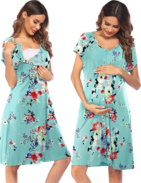 Ekouaer 3 in 1 Nursing Dress Maternity Nightgown Labor/Delivery Breastfeeding Birthing Gown with Button Delivery Hospital Gown, Birthing Gown, Maternity Nightgown, Delivery Hospital, Labor Delivery Nursing, Maternity Sleepwear, Hospital Gown, Labor Delivery, Dress Maternity