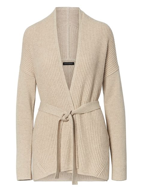 Banana Republic Womens Italian Superloft Ribbed Belted Cardigan New Taupe Heather London Clothing, Taupe Cardigan, Fall Winter Fashion Trends, Wrap London, London Outfit, Belted Cardigan, 40s Fashion, Ribbed Cardigan, Wrap Cardigan