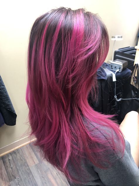 Pink Hair Streaks, Taking Appointments, Skunk Hair, Pink Hair Dye, Gorgeous Lady, Hair Color Underneath, Red Hair Inspo, Hair Color Streaks, Dyed Hair Inspiration