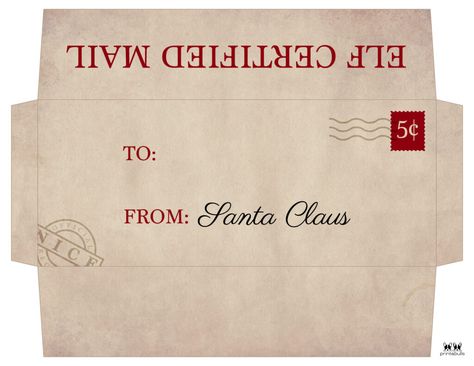 Printable Santa Envelope Template-Page 7 North Pole Envelope Free Printable, Letter From Santa Envelope, Santa Envelope Printable Free, Envelope From Santa, Santa Claus Mail, Christmas Envelope Template, Free Printable Santa Letters, Santa Envelope, Envelope Design Template