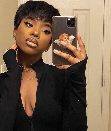 Pixie Cuts For Black Women, Black Pixie Cut, Pixie Cut Short, Black Pixie, Shaved Side, Short Hair Images, Natural Hair Cuts, Bangs Straight, Natural Hair Short Cuts