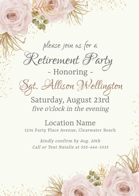 Retirement Party Invitations Wording, Retirement Invitation Card Design, Invitation For Retirement Party, Retirement Invitations Template Free, Retirement Party Invitation Ideas, Retirement Party Invitations Template, Retirement Invitation Card Template, Free Printable Greeting Cards Templates, Invitation Card Design Templates Free Printable