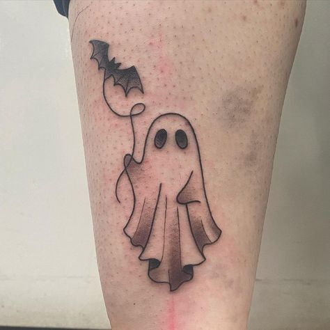 Little ghost from my small spooky repeatable flash sheet for Niamh!! Thank you so much lovely was fun to make some more spooky ones for you! 👻🖤 . . . #ghosttattoo #spookytattoos #halloweentattoo #autumntattoo Small Tattoo Ideas Spooky, Ghost Yin Yang Tattoo, Ghost Line Tattoo, Ghost With Camera Tattoo, Witch Ghost Tattoo, Dainty Ghost Tattoo, Stay Spooky Tattoo, Dark Sense Of Humor Tattoos, Horror Tattoos Small