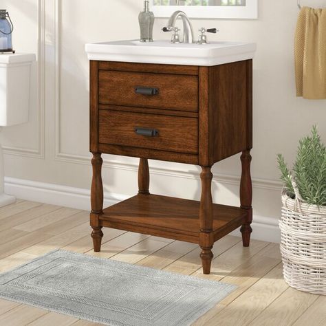 Open Vanity, 24 Inch Vanity, 24 Inch Bathroom Vanity, Bathroom Upgrade, Cozy Basement, Small Bathroom Vanities, Wood Ceramic, Compact Powder, Blue Room