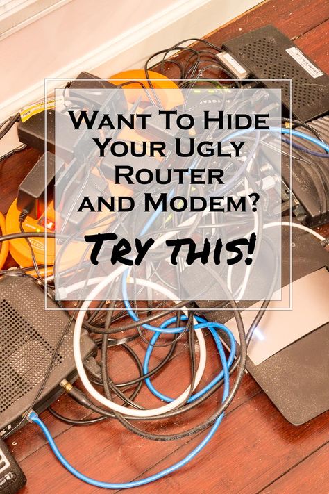 This way to hide your router is the BEST! I love the idea! Now I know what I'm going to do with the electronics in my home office. Definitely pinning! Hide Electrical Cords, Router Box, Hide Router, Hide Cable Box, Hide Cords, Internet Router, Hide Cables, Hidden Tv, Electronics Storage