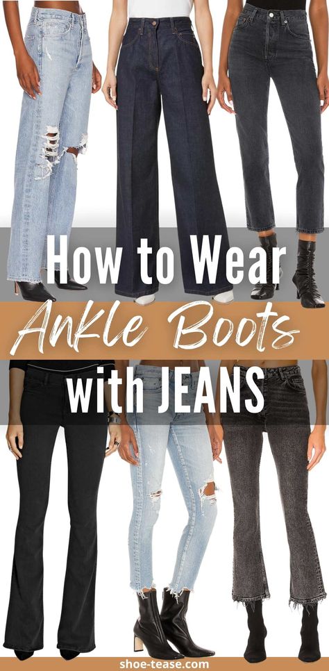 How to Wear Ankle Boots with Jeans for Women: The Ultimate Guide Wide Ankle Boots Outfit, Mid Calf Heel Boots Outfit, Jeans And Boots 2023, Ankle Cowboy Boots With Jeans, Ankle Boot Outfits Dressy, Kitten Heel Ankle Boots Outfit, How To Style Black Ankle Boots, High Heel Ankle Boots Outfit How To Wear, Black Ankle Boots Outfit Jeans