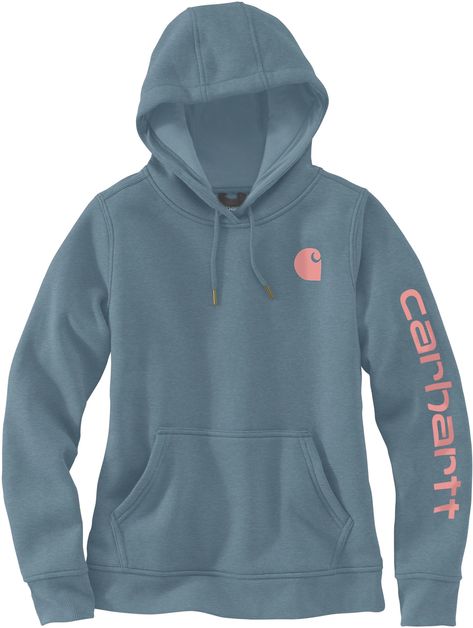 Made of heavyweight fleece, the sweatshirt is brushed on the inside for extra softness. It has a relaxed fit that allows for easy layering, and it's finished with a Carhartt logo down the sleeve. Carhartt Hoodies Womens, Carhartt Sweatshirt Women, Hoodies Carhartt, Carhartt Hoodie Outfit, Carhartt Hoodie Woman, Carhartt Women Outfits, Carhartt Women's Outfit, Country Hoodies, Carhartt Hoodies