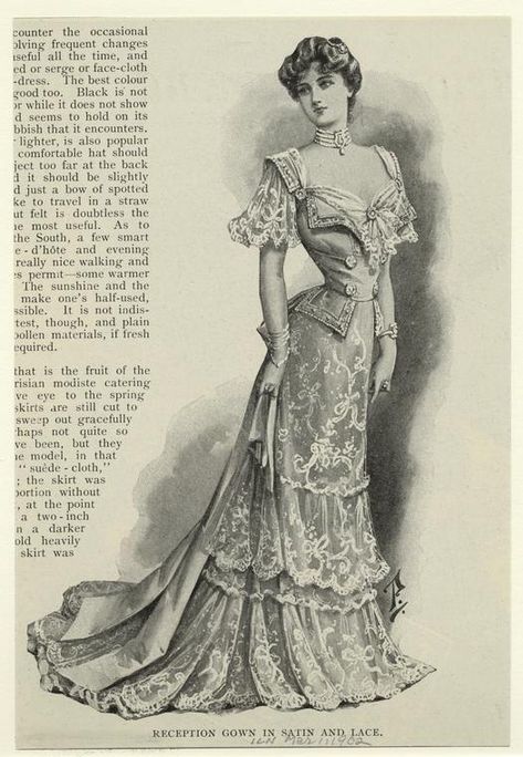 Edwardian Fashion Plates, Belle Epoque Fashion, Style Année 20, Istoria Modei, Struck By Lightning, Etiquette Vintage, 1900s Fashion, Reception Gown, Silk And Lace